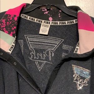 Pink Victoria Secret half hoodie Bling